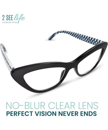 Black Polka Dot Cat Eye Reading Glasses for Women - Stylish 1.0 Readers with Comfy Spring Hinges - Durable & Perfect Fit for All Face Shapes - Buy Online on GoSupps.com