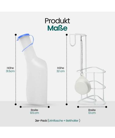 Buy Urine Bottle Set (1000ml) - Durable Portable with Lid & Measurement Lines | Ideal for Travel & Home Use - Buy Online on GoSupps.com