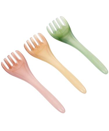 Patkaw Hairkamm massage device 3 pieces resin finger head scratch guasha scraping massage comb head whisk massager scrapers scalp ridge for hair growth