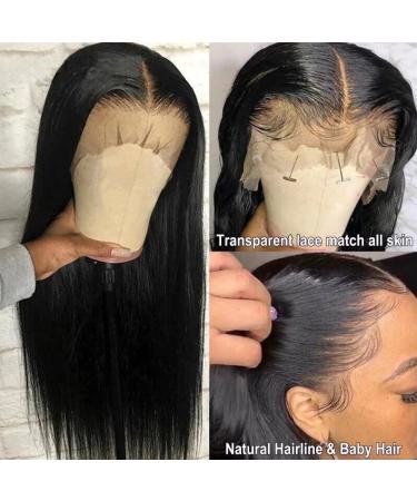 30 Inch HD Lace Front Human Hair Wig | Pre Plucked 160% Density Straight Brazilian Virgin Hair | Natural Hairline for Black Women | 13x4 Transparent Lace Wig with Baby Hair - Buy Online on GoSupps.com