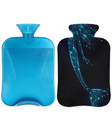 Mermaid heat bottle with a fluffy cover 2 l capacity blue mermaid bottle for cozy nights relieves pain back neck and shoulders