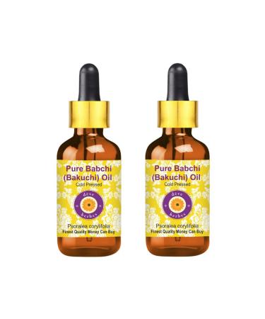 Deve Herbes Babchi (Bakuchi) Oil (Psoralea corylifolia) with Glass Dropper | Cold Pressed | Pure | For Diluting Essential oils | Skin & Massage | Non-Sticky | Lightweight | Unisex | 50ml X 2 (3.38 oz)