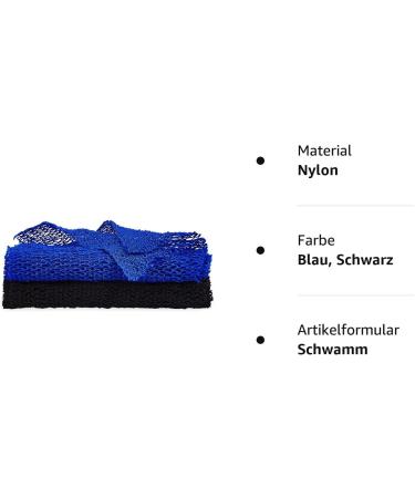 2 Piece African Body Peeling Sponge Set - Blue & Black - Exfoliating Bath & Shower Cloth for Smooth Skin | International Shipping - Buy Online on GoSupps.com