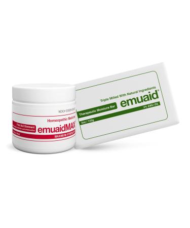 EMUAIDMAX Nail Fungus Eradicator Kit - EMUAIDMAX Maximum Strength 2oz with Therapeutic Moisture Bar is also suitable for Cold Sores Rashes Psoriasis Severe Boils Bumps Nodules and Athlete's Foot