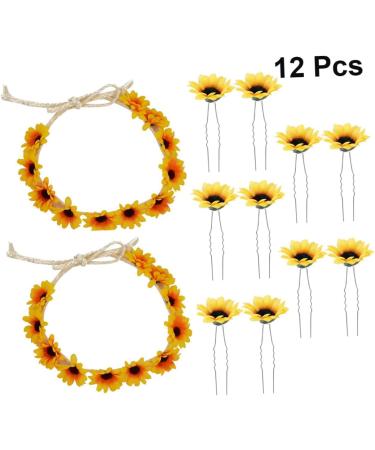 Angoily 4 Sets Hair Barrettes Hair Clip Tiara Sunflower Headband Headress Headgear Seaside Wreath Beach 1 count (Pack of 1) Yellowx2pcs - Buy Online on GoSupps.com