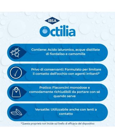 Octilia Natural Eye Drops - Hyaluronic Acid & Chamomile for Irritated Eyes | 10 Single Dose Bottles - Soothing Relief - Buy Online on GoSupps.com