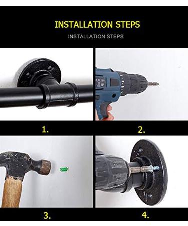 Stair Banister Handrail Handrail 3Ft Complete Kit Non-Slip Industrial Wind Wrought Iron Pipe Elderly Stairs Handrail Indoor and Outdoor Corridor Attic Support Rod - Buy Online on GoSupps.com