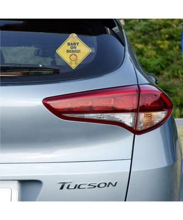 Hredzeo Car Sticker for Children - 2 PCS Waterproof Baby Character Safety Warning Stickers with Suction Cup | Bright Yellow Child Safety Signs - Buy Online on GoSupps.com