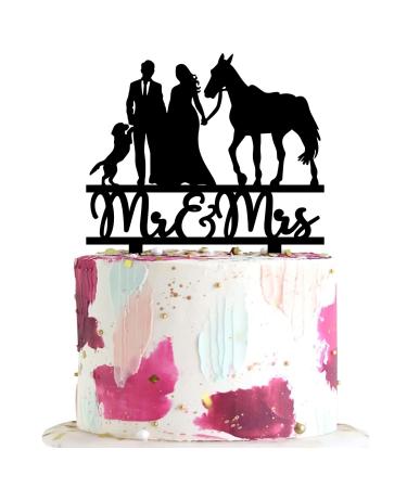 keonsatrz Horse Wedding Cake Topper Farmer Wedding Cake Topper Cowboy and Cowgirl Wedding Cake Topper Country Themed Cake Decor for Wedding Anniversary Bridal Shower Party