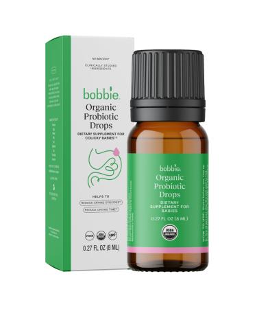 Bobbie Organic Baby Probiotic Drops Daily Liquid Supplement Fuss Tears Gut Health for Newborn Babies and Infants Vegan Infant-Friendly Formula 1 Billion CFU 0.27 fl oz
