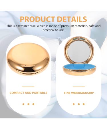 Healifty Portable Denture Retainer Case with Mirror - Travel Aligner Storage Box in Golden - Buy Online on GoSupps.com