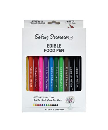 Double Head Edible Pigment Pen Food Coloring Pencil Cake Decorating Tool Cookie Painting Marker Baking Accessories 12 in a Box