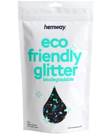 Hemway eco Friendly Biodegable Glitter 100g / 3.5 ounces Bio Cosmetic Safe Sparkle vegan for the face eyeshadow body hair nail and festival - 1/8 "0.125" 3mm - black holographic