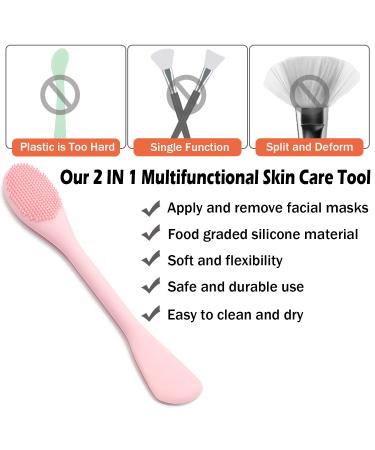 Rampula 2-in-1 Silicone Face Cleaning Brush & Mask Applicator | Peeling Makeup Removal Exfoliating Scrubber in Eucalyptus Green & Pink - Perfect for All Skin Types - Buy Online on GoSupps.com