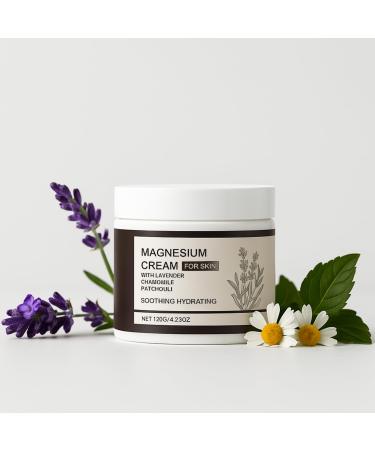Roseblem Magnesium Cream Lotion & Body Butter for Sleep Relaxation & Moisturizing with Lavender & Chamomile Calming Relief for Body Legs & Feet Stress Cramps & Restful Sleep Support 4.23OZ