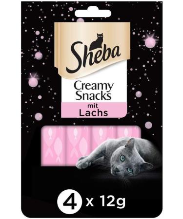 Sheba Creamy Snacks for Cats - Salmon Flavored Licking Sticks | 80 x 12g Pack | Ideal International Shipping - Buy Online on GoSupps.com