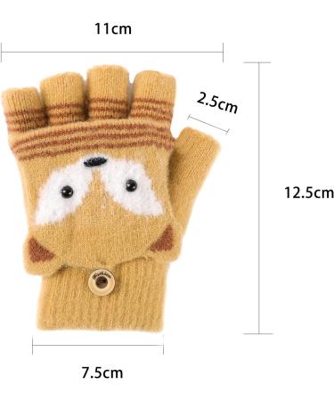 Toddler Kids Puppy Flip Top Half Finger Gloves | Ages 3-8 Yrs | Fox/Yellow - Buy Online on GoSupps.com