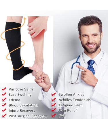 CASMON Zipper Compression Socks for Men & Women - 15-20 mmHg Closed Toe Knee High Support for Varicose Veins & Edema - Large/X-Large - Black - Buy Online on GoSupps.com