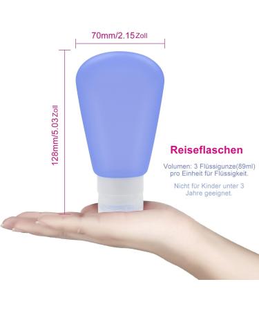Silicone Travel Bottle Set - Leak-Proof Caps | 3-Piece Set in Blue White & Pink | Airplane Portable Travel Toilets - Buy Online on GoSupps.com