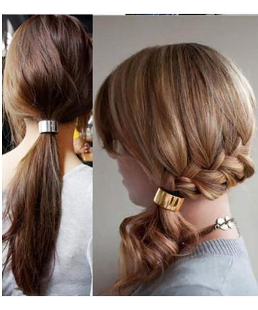 Set of 4 Fashion Punk Gothic Alloy Ponytail Cuff Elastic Hair Tie Ponytail Holder Women Girl Hair Band Hair Rope Hair Cuff Hair Clips (Small) - Buy Online on GoSupps.com