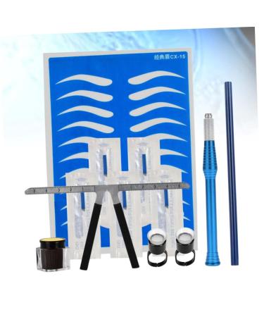 DRESSOOS Blue Manual Rings Microblading Pencil Three-point Kit Practice Pigment Positioning Eyebrow