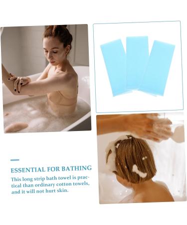 FOMIYES 3pcs Back Scrub Bath Towel Set - Exfoliating Body Scrubbers & Brush for Shower - Soft Nylon Loofahs Towel in Blue - Buy Online on GoSupps.com