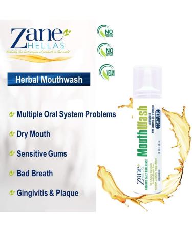Zane Hellas Oregano Oil Mouthwash - Herbal Oral Rinse for Gingivitis, Plaque, Dry Mouth & Bad Breath - Alcohol & Fluoride Free - 2 fl.oz - Buy Online on GoSupps.com