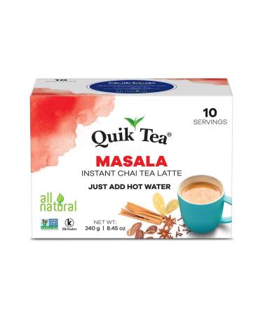 QuikTea Masala Chai Tea Latte - 10 Count Single Box - All Natural Preservative Free Authentic Chai