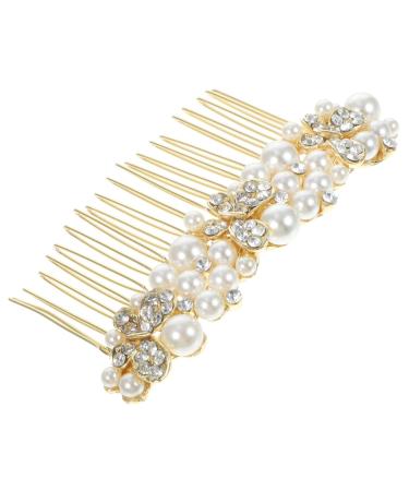 DOITOOL Alloy Rhinestone Hair Comb Bride Hair Clip Pearl Hair Pin Diamond Headpiece Wedding Hair Accessories for Brides Pearl Hair Comb Hairpin Crystal Rhinestones Bridesmaid