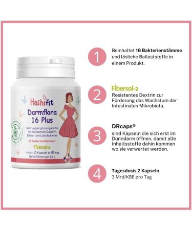 Darmflora 16 Plus: Probiotic Supplement with Bifido & Lactobacilli Strains | 60 Capsules - International Shipping Available - Buy Online on GoSupps.com