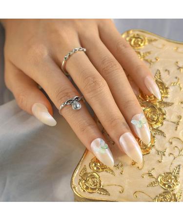 Sethexy Shiny Stilettos - Medium False Nails with Sparkle Butterfly Design | 24 pcs Acrylic Press-On Nails for Women & Girls - Buy Online on GoSupps.com