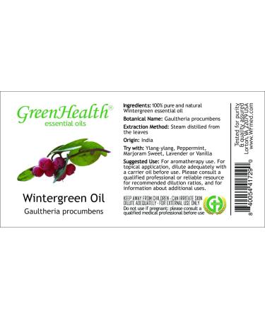 GreenHealth Wintergreen Essential Oil 100% Pure & Natural -1oz Shipped with Child Resistant Cap - Buy Online on GoSupps.com