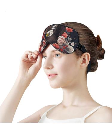 Two Birds Red Flower Sleeping Mask - Adjustable Soft Sleep Mask for Men Women & Kids | Light-Blocking Eye Cover & Blindfold - Buy Online on GoSupps.com