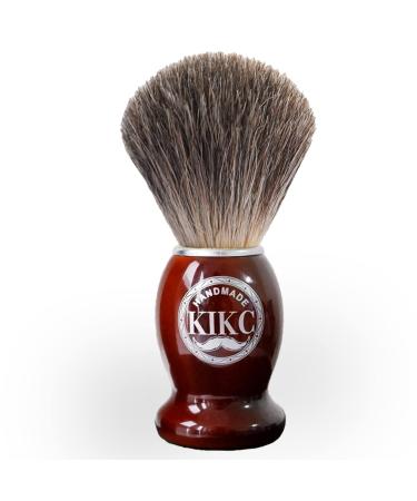 KIKC Handmade Shaving Brush With 100% Pure Badger Hair and Brown Wooden Handle Great Salon tool, Can be used with Safety razors, Straight Handle Shavers,A Great Wet Shaving Tool. T2(Wood)