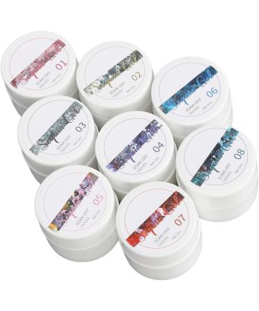 Saluaqui Reflective Metallic Shining Sequins Nail Gel Polish Set 8 Colors Glitter Professional Sparkly Effect Sequins Nail Gelfor Special Occasions Parties Everyday Look - Buy Online on GoSupps.com