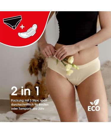 Relixa Period Underwear for Heavy Bleeding - 3 Pack Bamboo Hipsters for Women & Girls (XS-6XL) - Black Blue & Beige Menstrual Underwear - Buy Online on GoSupps.com