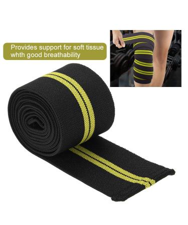Semme Knee Wraps Compression Elastic Brace for Pain Relief & Support - Black Yellow - Buy Online on GoSupps.com