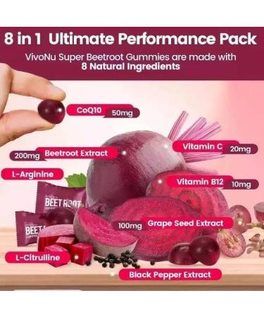 Betterave 8-en-1 Premium Energy - Extrait de betterave extrait de p pins de raisin extrait de poivre noir vitamines C et B12 - Buy Online on GoSupps.com