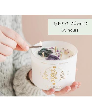 Taurus Virgo Capricorn Gifts for Women - 12oz Crystal Candle with Healing Stones | Zodiac Aromatherapy Soy Candles for Spiritual Birthday Gifts - Buy Online on GoSupps.com