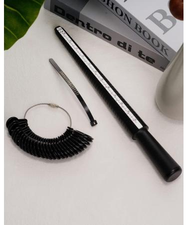 Meowoo Ring Sizer Set - Jewelry Measuring Tool Kit with Black Ring Gauges and Finger Mandrel for Accurate Sizing - Buy Online on GoSupps.com