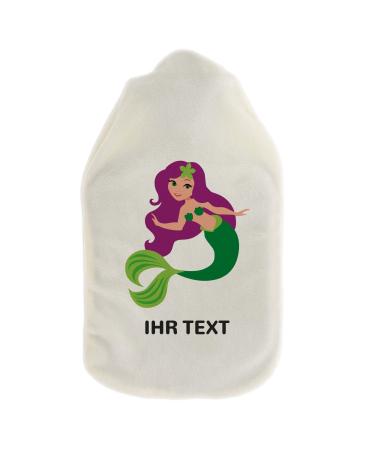 Stamp factory-hot water bottle with a personalized cover-cozy heat bottle cover with desired text such as names design-gift idea for children & adults (800 ml | Mermaid)