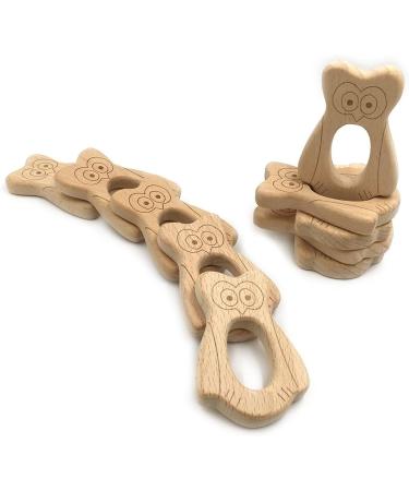 Wendysun 3pcs Cute Cartoon Owl Shape Wood Teether Set - Natural Beech Teething Toy for Babies - DIY Pendant Nursing Toy - Buy Online on GoSupps.com