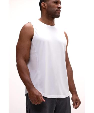 DEVOPS Men's Relaxed-Fit Workout Gym Tank Top - X-Large, White - Sleeveless Design - Buy Online on GoSupps.com