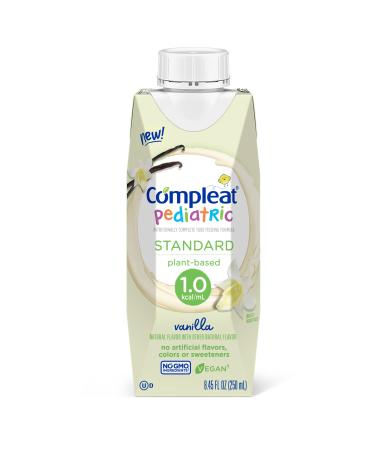 Compleat Pediatric Standard 1.0 Plant-Based Tube Feeding Formula, No Artifical Flavors, Colors or Sweeteners, Vanilla 24 x 8.45 fl oz Carton Standard Vanilla