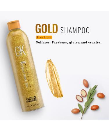 Buy GK HAIR Global Keratin Gold Shampoo 250ml - Argan Oil & Shea Butter for Shine & Protection - Suitable for All Hair Types - Buy Online on GoSupps.com