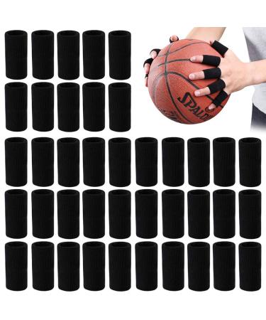 FULANDL 40PCS Finger Sleeves  Thumb Splint Brace Support Elastic Compression Protector for Sports  Perfect for Relieving Pain Calluses Arthritis Knuckle (black)
