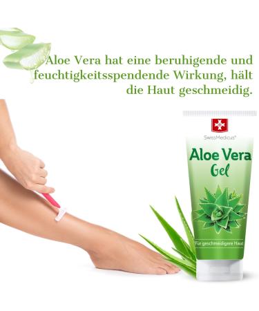 Swissmedicus Aloe Vera Gel 200ml - Natural Face Hair & Body Treatment for Sunburn Rashes - 100% Pure Aloe Vera Juice - Buy Online on GoSupps.com