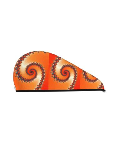 Hair Towel Wrap Hair Drying Towel with Button Towel Turban Head Towel to Dry Hair Quickly (Orange Rotating)