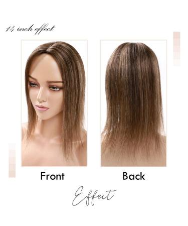Elailite Real Hair Topper Clip-In Extensions - 45cm Silk Base 130% Dense Remy Hair #4/27 Medium Brown & Dark Blonde - Buy Online on GoSupps.com