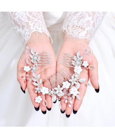 Flayem Wedding Bridal Comb & Crystal Wick Helmet - Flower Hair Accessories for Women & Girls (3 Pack) - Buy Online on GoSupps.com